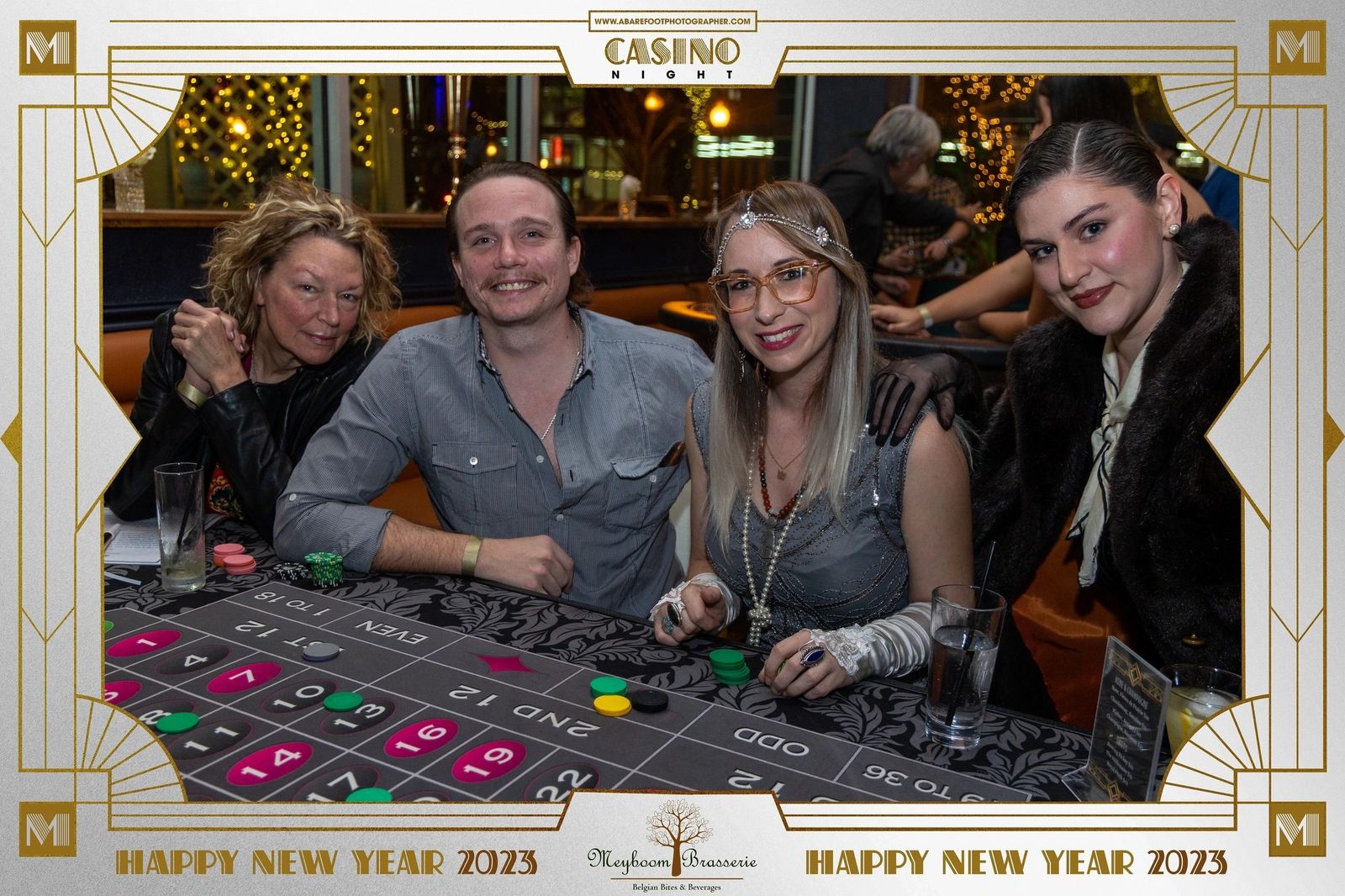 Guests at the roulette table during the New Year's Eve 2023 casino night at Meyboom Brasserie