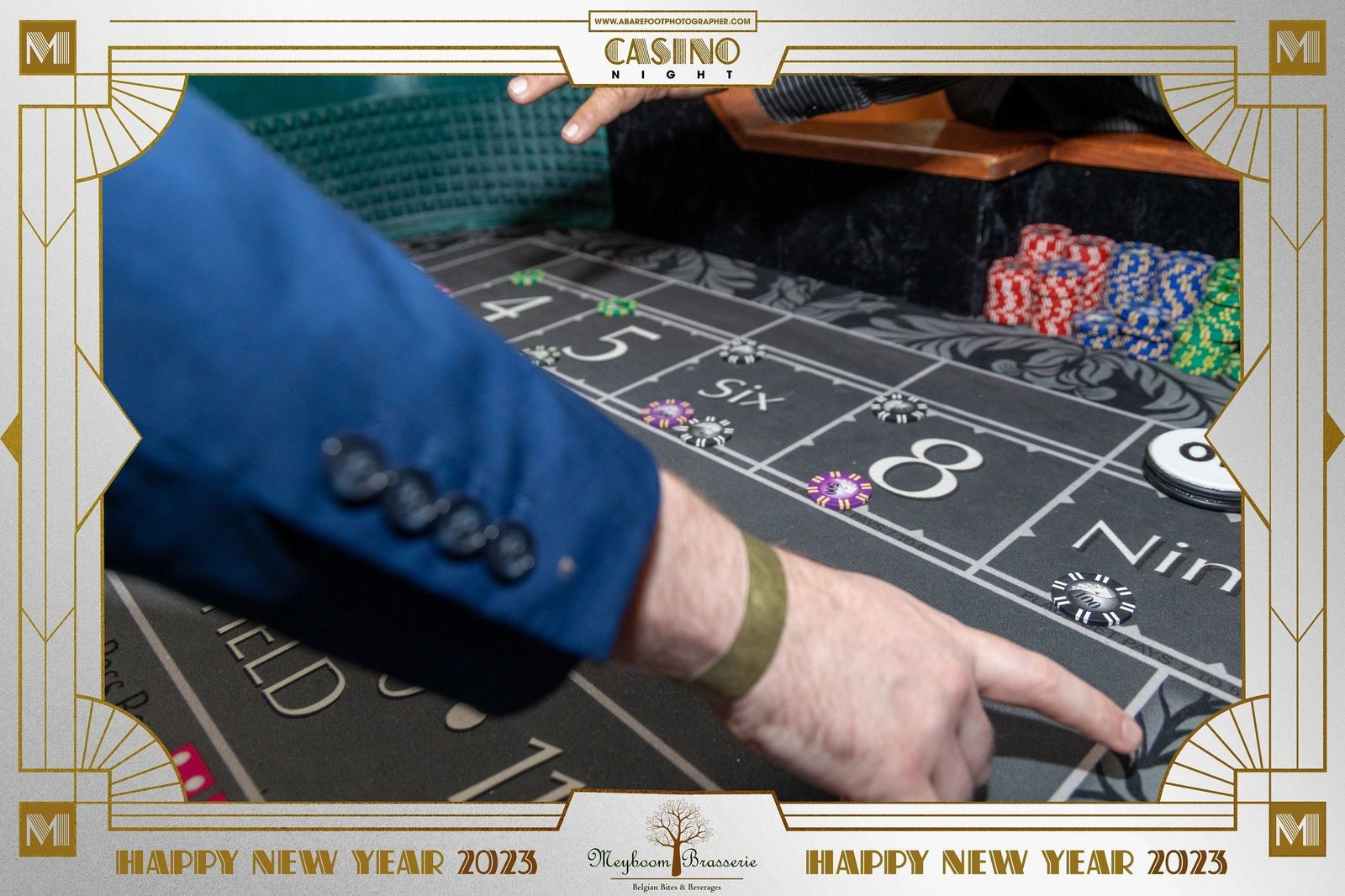 A casino night gaming wristband during the New Year's Eve 2023 casino night at Meyboom Brasserie