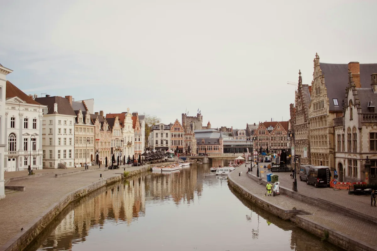 The row of gabled guild houses along the water in central Ghent