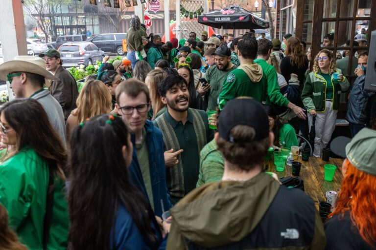 The patio during St. Patrick's Day 2024 at Meyboom Brasserie