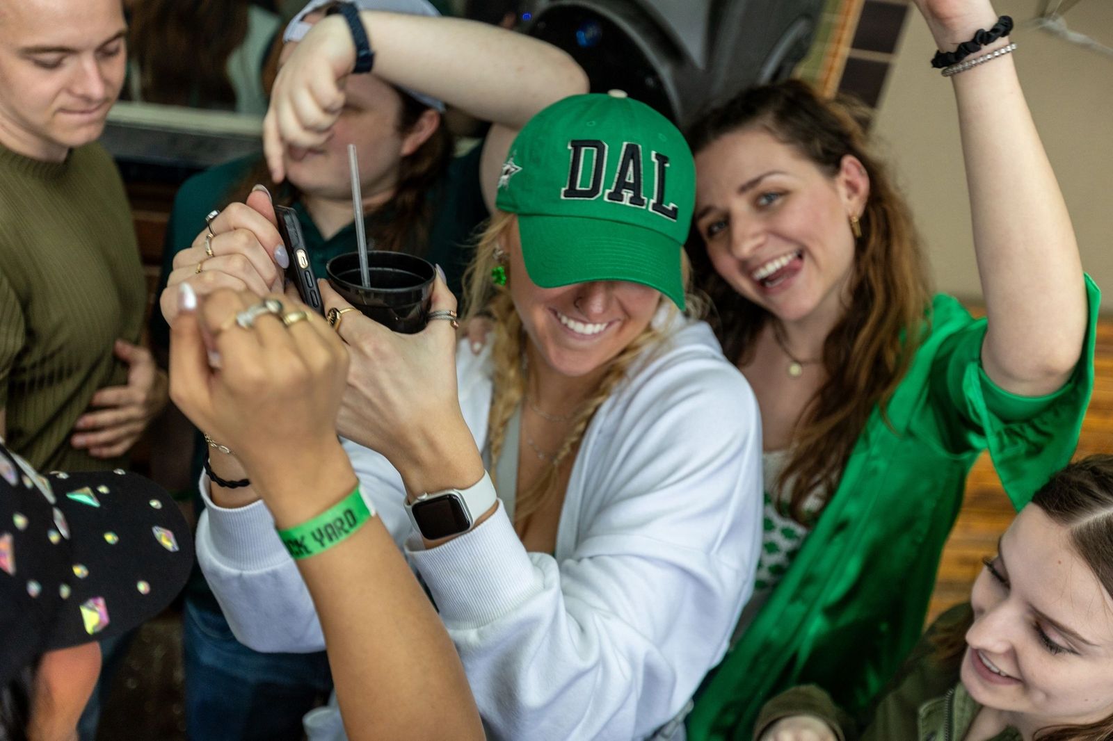Guests dancing during St. Patrick's Day 2024 at Meyboom Brasserie