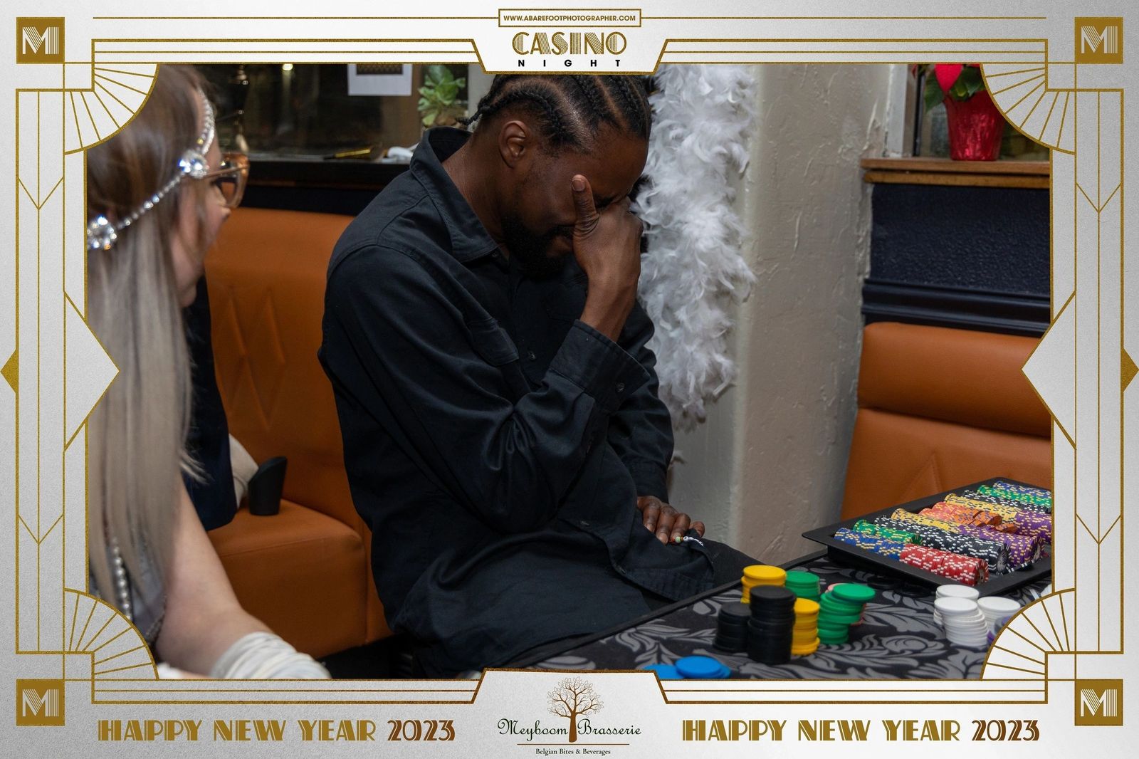 Guests at the roulette table during the New Year's Eve 2023 casino night at Meyboom Brasserie